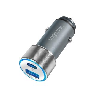   Logilink USB autós töltő, 1x USB-C PD, 1x USB-A QC, 36 W (PA0252)