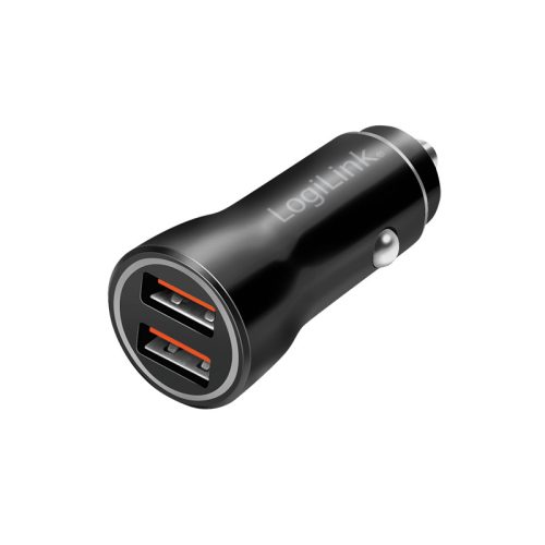 Logilink USB autós töltő, 2x USB-A, 10,5 W, fekete (PA0285)