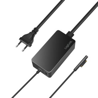   Logilink Felületi laptop töltő, 65 W, USB-Port, fekete (PA0309)