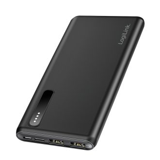   Logilink Power bank 8000 mAh, 2x USB-A, 2 az 1-ben kábel, fekete (PA0311)