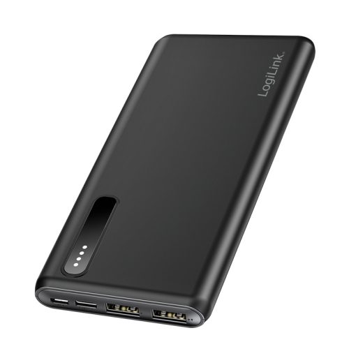 Logilink Power bank 8000 mAh, 2x USB-A, 2 az 1-ben kábel, fekete