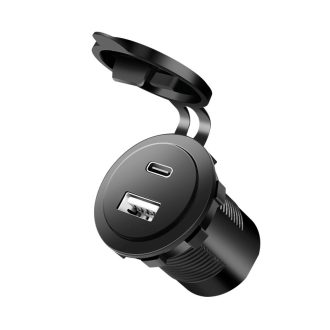   Logilink Dupla autós beépített töltőadapter, 1x USB-A, 1x USB-C, 60 W, fekete (PA0330)