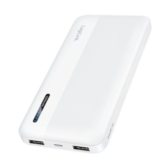   Logilink Powerbank 10 000 mAh, 2x USB-A, USB-C, gyorstöltés funkcióval, fehér (PA0338WRF)