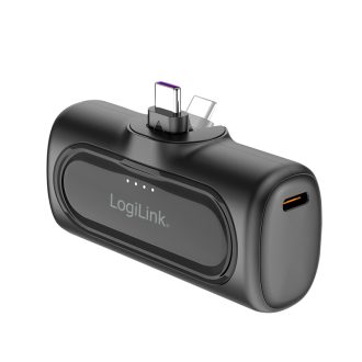   Logilink Kompakt power bank 5000 mAh, 2x USB-C, gyorstöltés funkció, fekete (PA0349)