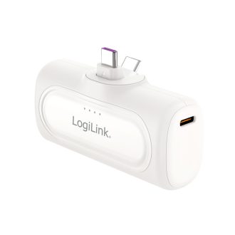   Logilink Kompakt power bank 5000 mAh, 2x USB-C, gyorstöltés funkció, fehér (PA0349W)