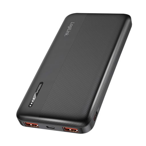 Logilink Mobil Power Bank, LiPo, 10.000 mAh, PD 20 W, 2x USB-A + USB-C, fekete (PA0372)