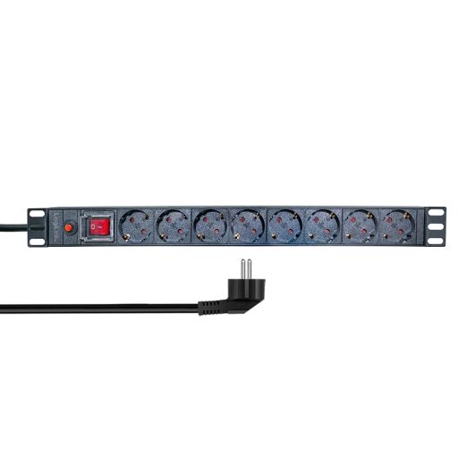 Logilink Rack PDU 8 pólusú német aljzat, túlterhelésvédelemmel és kapcsolóval (PDU8C05)