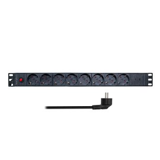   Logilink 19"-os 8 pólusú elosztó 2 USB-C porttal és túlterhelésvédelemmel (PDU8C06)