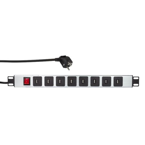 Logilink 19" PDU 8-as USB-A, kapcsolóval (PDU8U01)