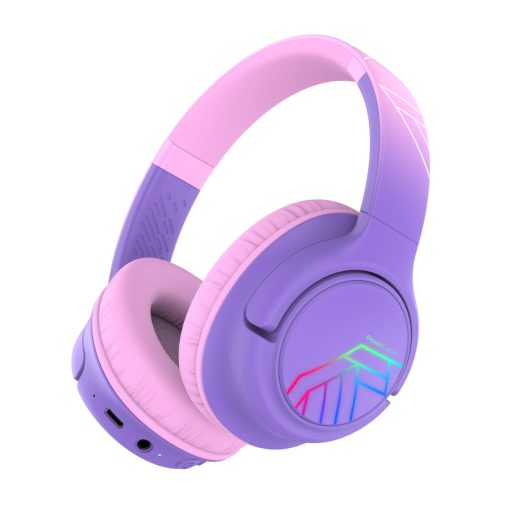 PowerLocus Bobo Bluetooth fejhallgató gyerekeknek beépített hangosság szabályzással, lila/rózsaszín (PWL-BOBO-NONEARSPURPLEPINK)