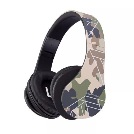 PowerLocus P2 Bluetooth fejhallgató gyerekeknek, beépített hangerőlimit funkció, terepszínű (PWL-P2KIDS-CAMO)