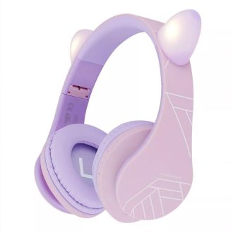   PowerLocus P2 Bluetooth fejhallgató gyerekeknek, beépített hangerőlimit funkció, lila/rózsaszín (PWL-P2KIDSCAT-PURPLEPINK)