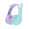 PowerLocus P2 Bluetooth fejhallgató gyerekeknek, beépített hangerőlimit funkció, lila/kékeszöld (PWL-P2KIDSCAT-TEALPURPLE)