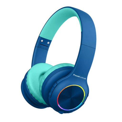 PowerLocus PLED Bluetooth fejhallgató gyerekeknek hallásvédő hangerőlimittel, kék (PWL-PLED-BLUE)