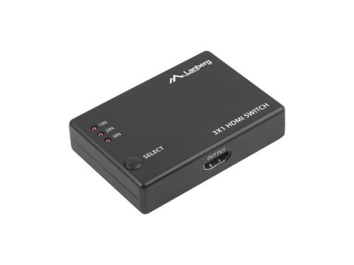 LANBERG VIDEO SPLITTER 3X HDMI FEKETE + MICRO USB PORT + TÁVVEZÉRLŐ (SWV-HDMI-0003)