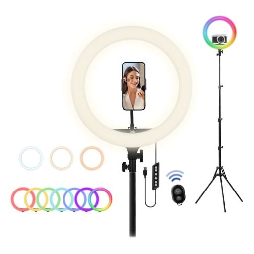 TNB - 14"-os RGB LED gyűrűs lámpa állvánnyal stúdióba - INFLUENCE PRO (TNB115930)