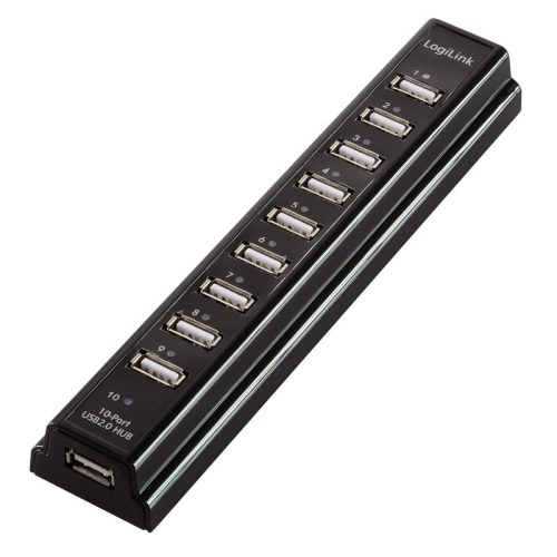 Logilink USB 2.0 HUB 10-port, 3,5A tápegységgel, fekete színű (UA0096)