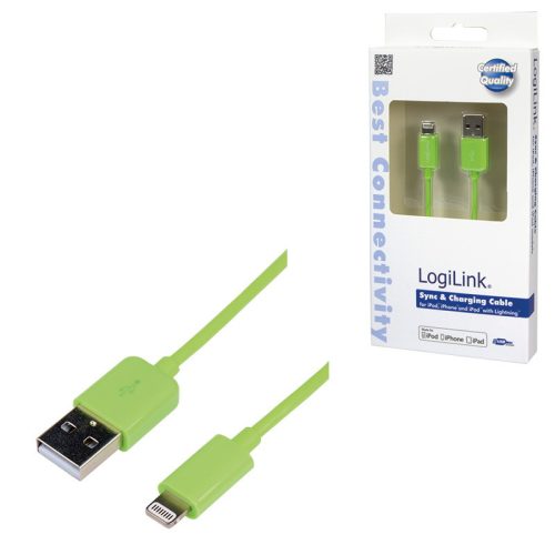 Logilink Apple  Lightning - USB csatlakozó kábel, 1.00 m, zöld