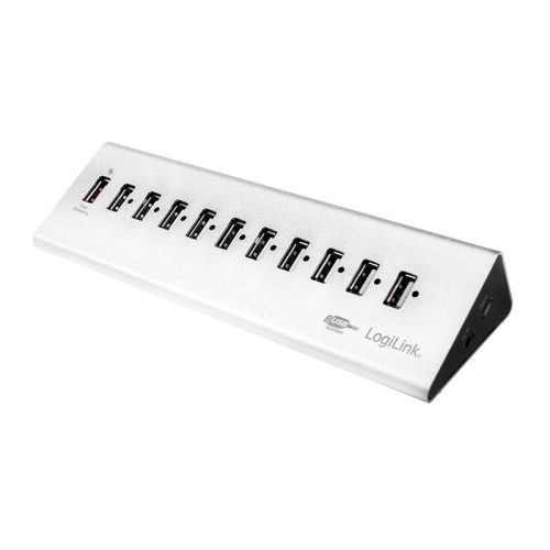 Logilink USB 2.0 HUB 10+1-port, alumínium, tápegységgel együtt (UA0226)