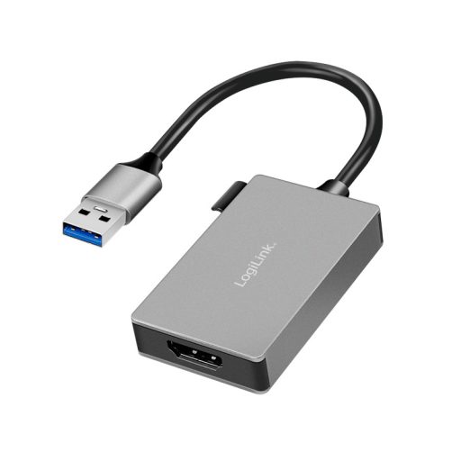 Logilink USB 3.0 adapter, USB-A/M   HDMI-A/F, 1080p, szürke, 0,15 m (UA0233A)