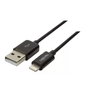   Logilink USB Lightning csatlakozókábel, fekete színű, 0,18m (UA0240)