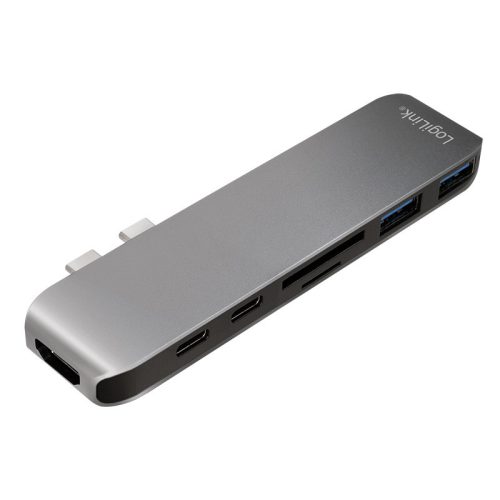 LogiLink USB 3.2 Gen 1 dokkoló állomás, 7 portos, PD, ezüst/fekete (UA0302)