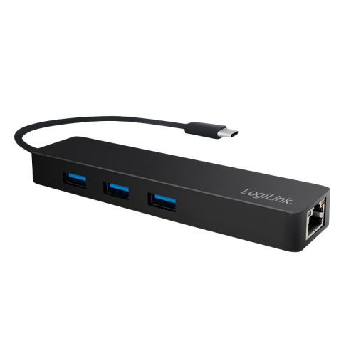 Logilink USB 3.2 Gen 1x1 USB-C 3 portos hub, gigabites adapterrel (UA0313)