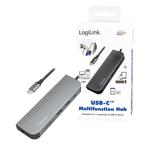 Logilink USB 3.2 Gen 1 dokkoló állomás, 6 portos, PD, kábellel (UA0343)