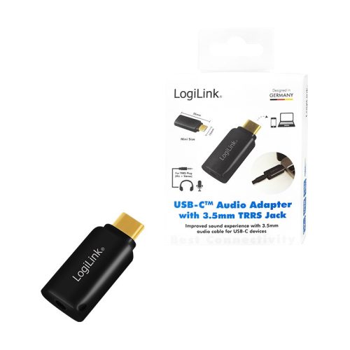 Logilink USB-adapter, USB-C  és 3,5 mm-es (TRRS) 4 pólusú audioadapter