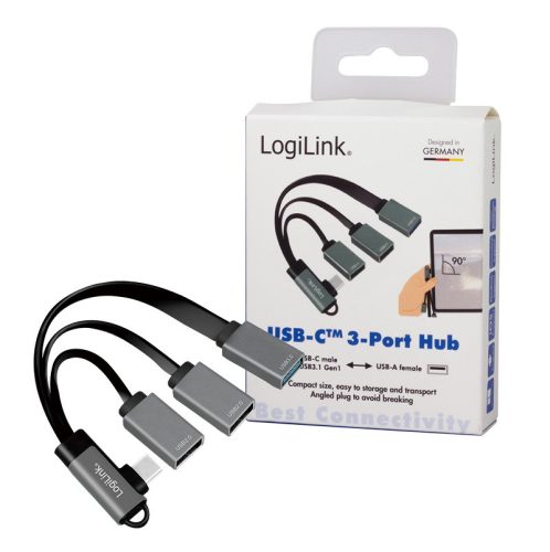 Logilink USB 3.2 Gen 1 hub, USB-C/M (90 )   3x USB-A/F, alu, 0,15 m (UA0361)