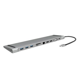   Logilink USB 3.2 Gen 1 dokkolóállomás, USB-C, 11-port, PD, ezüst (UA0373)