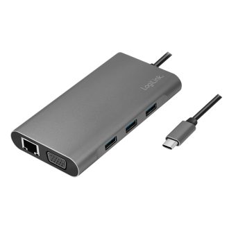   Logilink USB 3.2 Gen 1, dokkoló állomás, USB-C, 10-port, PD, ezüst (UA0383)