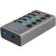 Logilink USB 3.2 Gen 1 hub, 4+1 port, kapcsolóval minden porthoz, alumínium, szürke (UA0386)