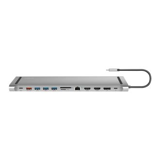   Logilink USB 3.2 Gen2 dokkoló állomás, USB-C, 12 port, PD, ezüst (UA0411)