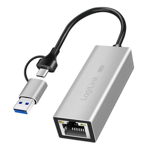 Logilink USB-A/-C   2,5G Ethernet hálózati adapter, szürke (UA0422)