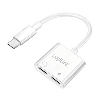   Logilink USB-C adapter PD töltőporttal, 2x USB-C, max. 60 W, fehér (UA0433)