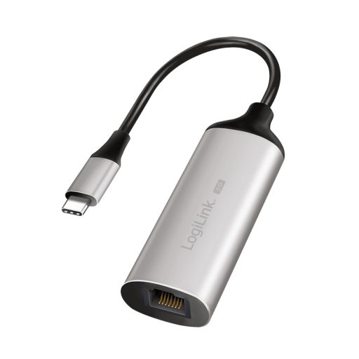 Logilink USB-C/M 3.2 Gen 1 - RJ45/F 5G Gigabit Ethernet adapter, Full Duplex áramlásszabályozással, alumínium (UA0456)