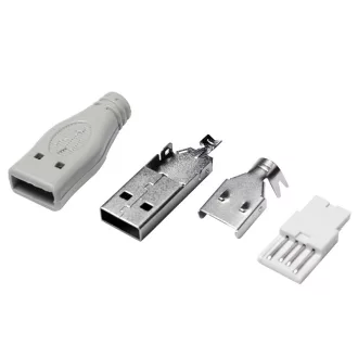  Logilink USB 2.0 csatlakozó önálló összeszereléshez, USB-A/M, forrasztási típus, szürke (UP0001)
