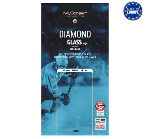  MYSCREEN DIAMOND GLASS EDGE képernyővédő üveg (2.5D, full glue, teljes felületén tapad, karcálló, 0.33 mm, 9H) FEKETE [Samsung Galaxy A20s ... 