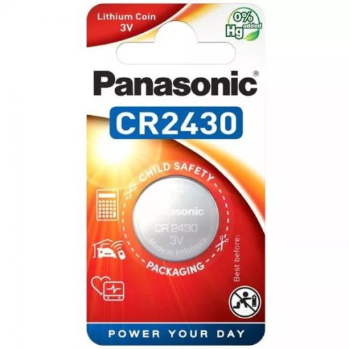  Panasonic CR2430 3V lítium gombelem (1db/csomag) (CR2430L-1BP-PAN) 