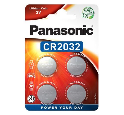  PANASONIC gombelem (CR2032EL / 4BP, 3V) 4db /csomag (CR2032/4BP-PR) 