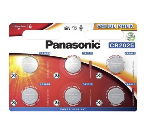  PANASONIC gombelem (CR2025, 3V, lítium) 6db / csomag (CR-2025EL/6BP) 