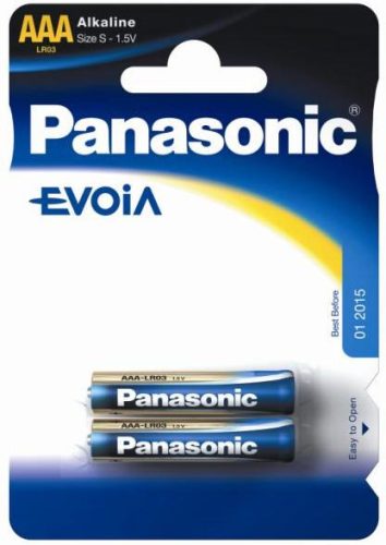  Panasonic 1.5V Alkáli AAA ceruza elem EVOiA (2db / csomag)  (LR03EGE/2BP) 