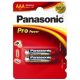  Panasonic 1.5V Alkáli AAA ceruza elem Pro power (2db / csomag)  (LR03PPG/2BP) 