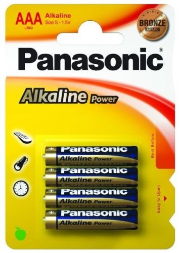  Panasonic 1.5V Alkáli AAA ceruza elem Alkaline Power (4db / csomag)  (LR03APB/4BP) 