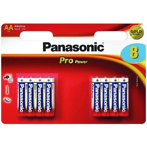  Panasonic 1.5V Alkáli AA ceruza elem Pro power (8db / csomag)  (LR6PPG/8BW) 