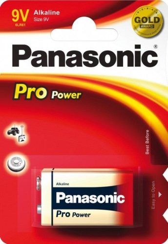  Panasonic Alkaline Pro Power 9V  elem (1db / blister)  (6LR61PPG/1BP) 