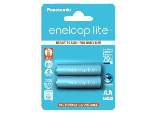  Panasonic Eneloop Lite 1.2V AA 950mAh akku (2db) /BK-3LCCE-2BE/ Ready to use 