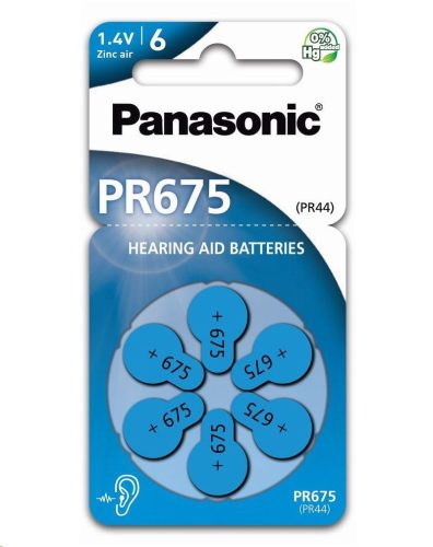  Panasonic 1.4V PR675/6LB Cink-levegő hallókészülék elem (6db / csomag) (PR-675(44)/6LB) 