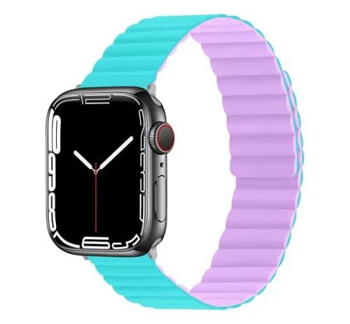  Phoner Rever Apple Watch forgatható mágneses szilikon szíj 49/45/44/42mm M/L kék/lila (72519) 